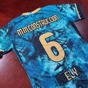 Mens Custom Soccer Jersey Blue Marble Pattern 6 MM Construcción Short Sleeve (S)